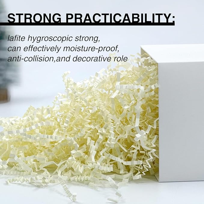 2LB Crinkle Paper Shred Filler for Gift Box Bag and Basket On Holidays(Beige)