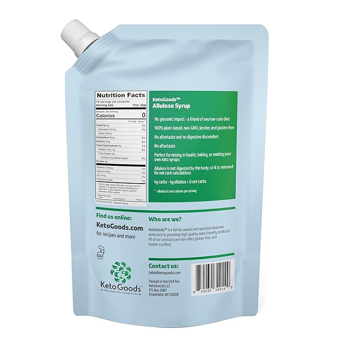 KetoGoods Allulose Simple Syrup: No carbs/calories, Keto friendly, No glycemic impact (1 Pound (Pack of 1))