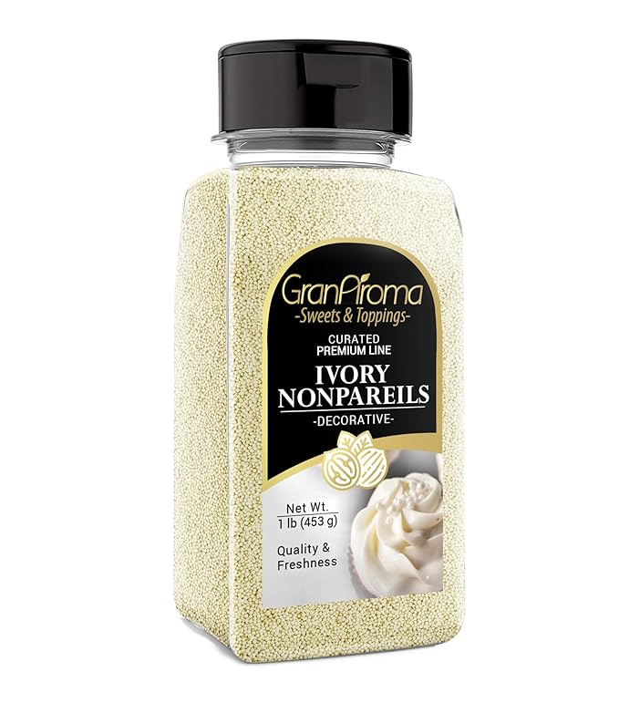GranAroma Ivory Nonpareils, 1 lb, Decorative Sprinkles, Cakes & Cookies, Bakery Staple