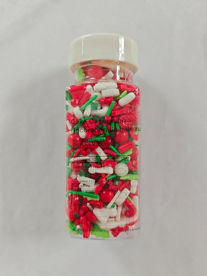 Edible Christmas Candy Sprinkles with 6pcs Santa Claus | Christmas tree Dessert Sprinkle | Snowman Cake Cupcake Toppers | Cookie Decorations | Candy Sprinkles for Xmas Daily Cake Decorating