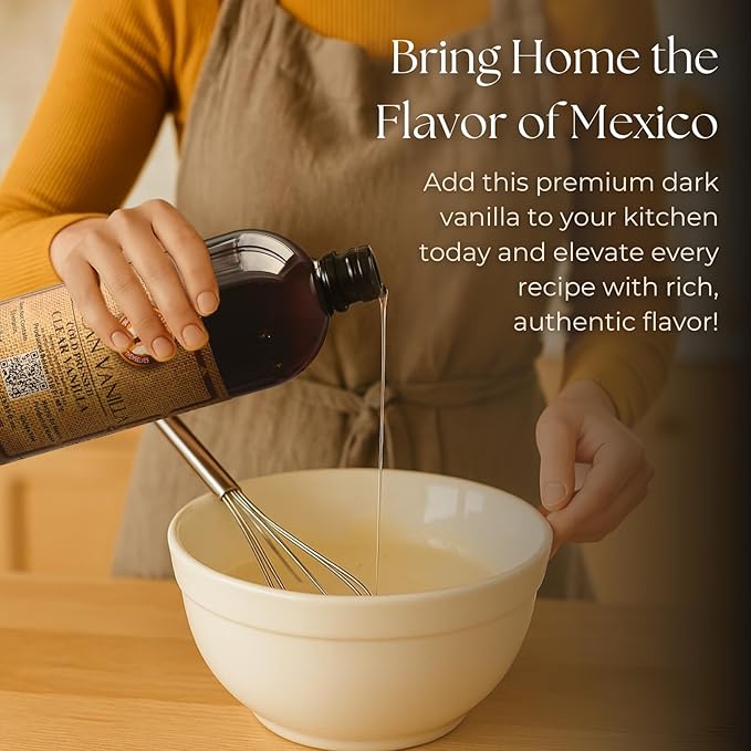 Pure Clear Mexican Vanilla Extract (33.81 fl oz)– Gluten-Free, Coumarin-Free Vanilla for Baking, Cakes, Cookies, Coffee & Desserts – Cold Pressed, Natural Vanilla