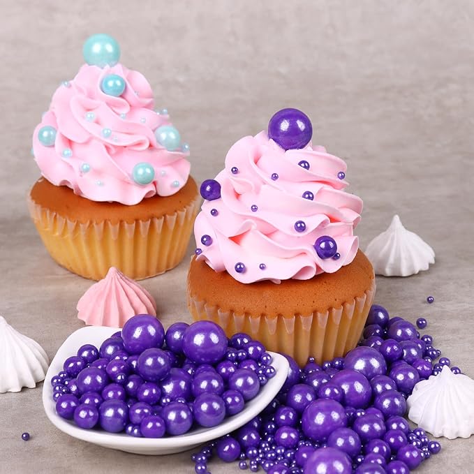 Purple Sprinkles for Cake Decorating 3.5 Ounces, Edible Sugar Pearls Cupcake Topper, Cookies, Ice Cream Toppings Cake Decorations for Wedding Party