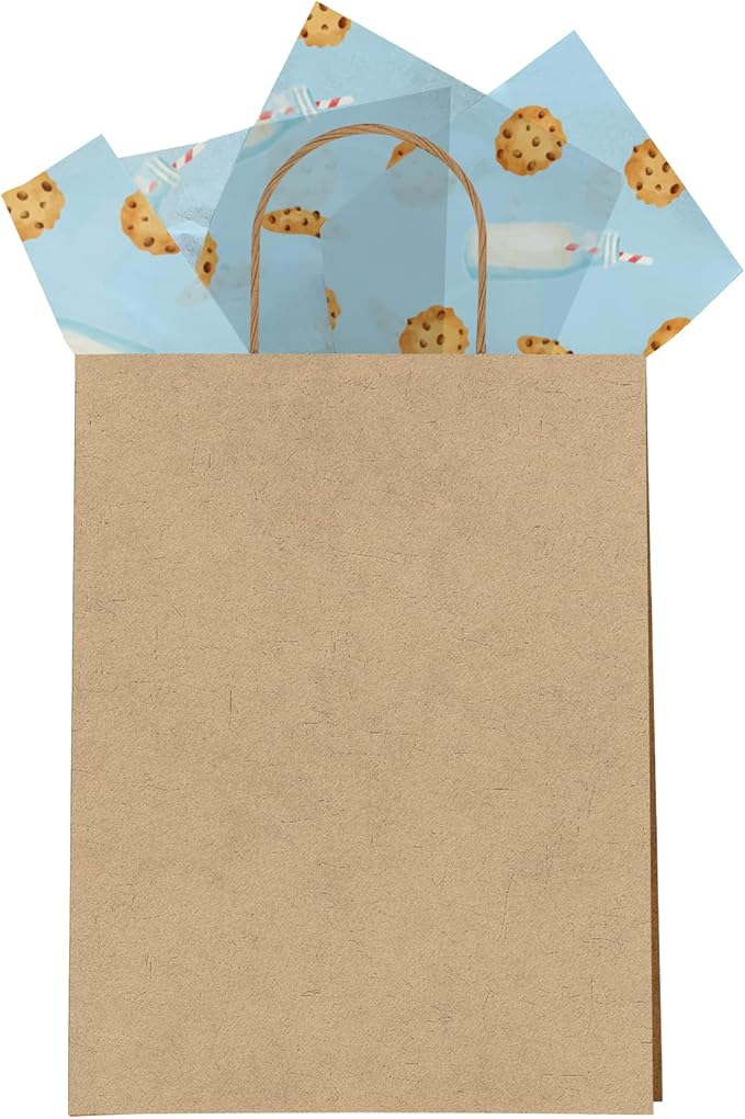 Milk and Cookies Printed Tissue Paper for Birthday Party Gift Bags or Boxes and Wrapping - Bulk Decorative Art Tissue Paper for Packaging and Gifting | 24 Sheets 20" x 30"