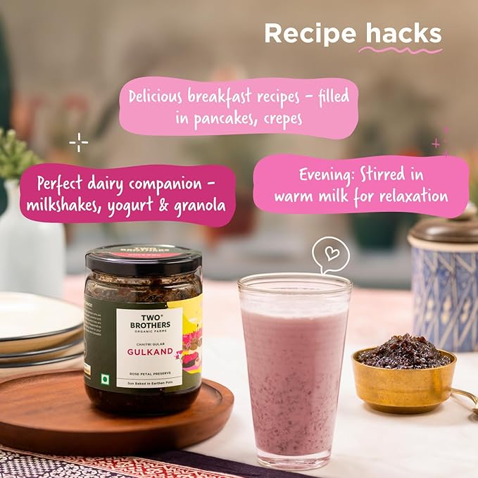 Two Brothers Organic Farms | Natural Gulkand | A Rose Petal Preserve | Sweetened Using Raw Honey | 300gm