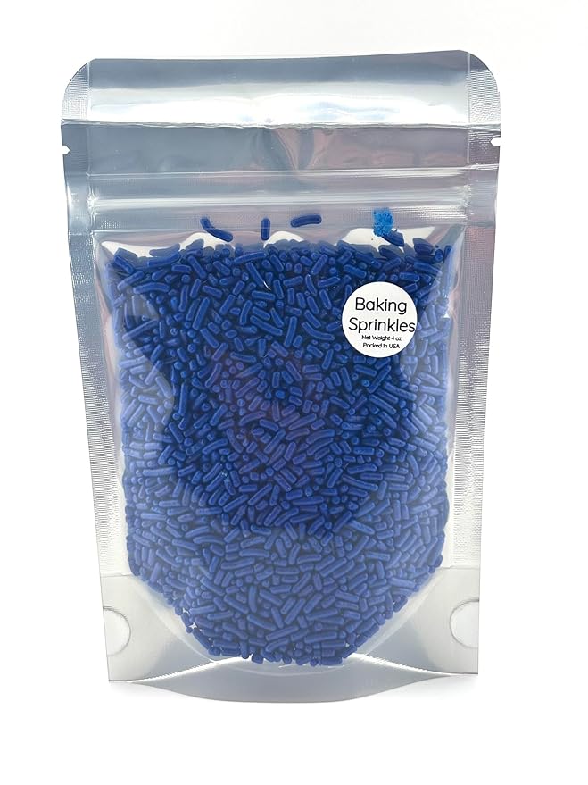 Navy Blue Sprinkles for Baking Cakes, Cupcakes, Cookie Decorations, Ice Cream and Donut Toppings Edible Decorating Baking Supplies - 4 oz package (Navy Blue)