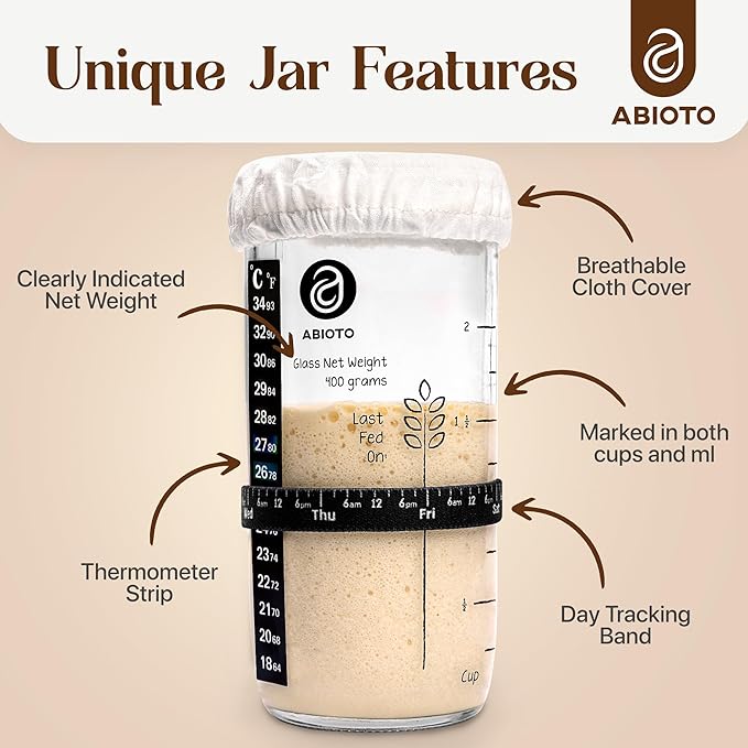Sourdough Bread Making Kit with 9" Round & 10" Oval Bannetons, 24 oz Starter Jar & Serrated Bread Knife – Complete Artisan Sourdough Kit with Lame, Whisk, Scrapers, Slings, Mat, Spatula & Cloth Covers