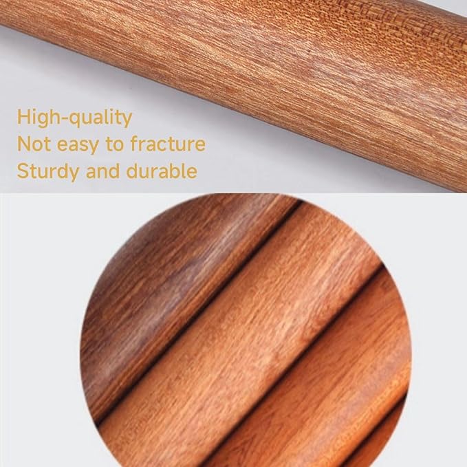 French Rolling Pin,15.75 Inches Wooden Rolling Pin for Baking,Fondant,Dough Roller for Cookie,Pizza Pie Crust, Pastry, Dough, Essential Kitchen Utensil (Brown wood color)