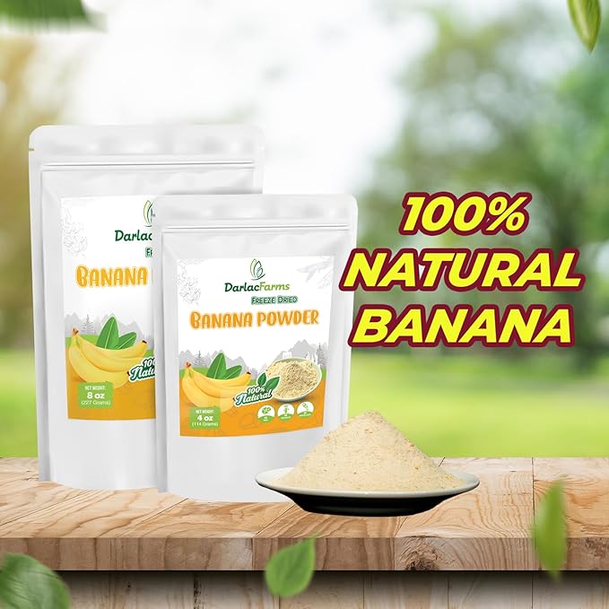 DARLAC FARMS Freeze Dried Banana Powder 8Oz, Natural ingredients, Nutrient-rich, Vegan, No Add Sugar, Preservative-free, Convenient zip-lock Pouch, Perfect for Smoothies, Baking, Seasoning
