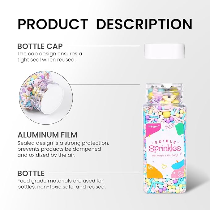 Mermaid Sprinkles Mix | Blue Purple Pink Green Mermaid Tears | Sprinkles for Cake Decorating | Cupcake Toppers | Ice Cream | Cookie | Fancy Candy | 3.52oz