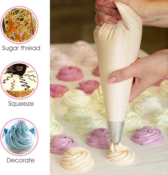 RoseFlower 100 Pcs Piping Bags Disposable, 20 Inch [Extra Thick] Pastry Icing Bag, Heavy Duty Anti Burst Cake Decorating Piping Bagfor Cake, Cream Frosting, Cookie Decorating, Making Noodle
