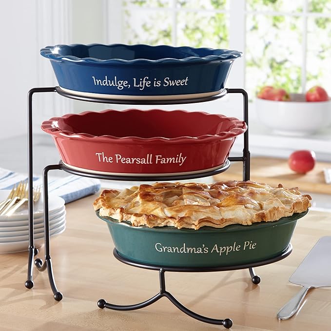 Let's Make Memories Personalized Stoneware Pie Dish - Red