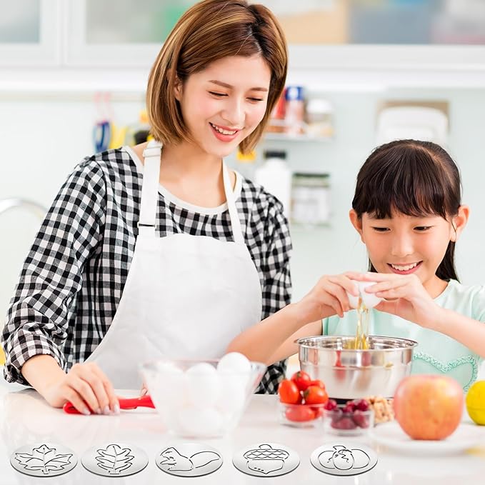 Nuenen 12 Pcs Thanksgiving Cookie Press Set Cookie Press Discs Stainless Steel Stencils Metal Mold Disc for Baking Holiday Cakes Thanksgiving Birthday Cake Decoration, 12 Style (Natural)