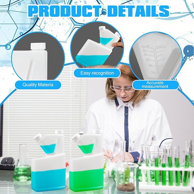 6 Pcs 17oz Measure Container Tip and Pour Measuring Containers Plastic Bottle up to 2oz Capacity