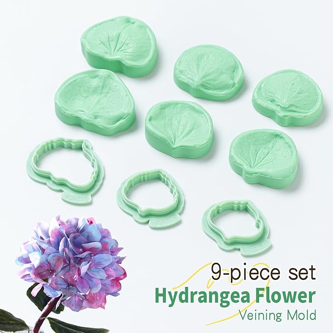 9Pcs Universal Flower Petal Fondant Molds, Veining Gum Paste Cutter Sugar Craft Tool for Cake Decoration
