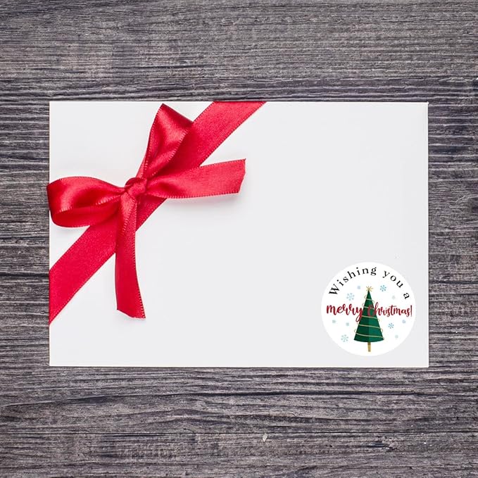Wailozco 240 PCS Wishing You A Merry Christmas Stickers,Cute Small Business Envelopes Stickers for Packages/Handmade Goods/Bags ,Christmas Theme Shop Seals