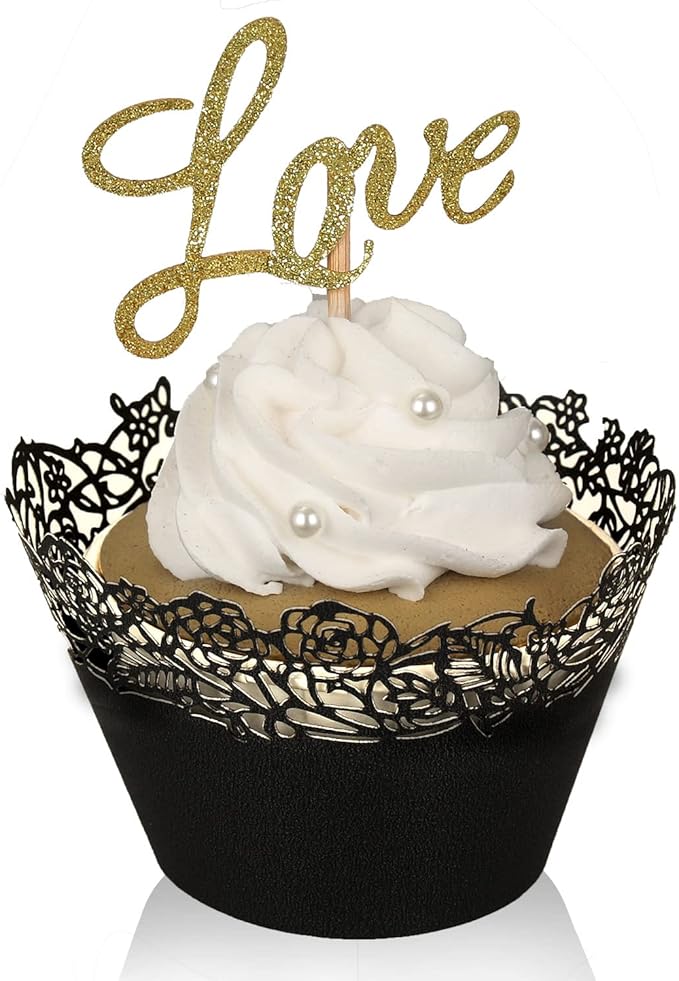 Cupcake Wrappers Pack of 50 Blue Filigree Artistic Bake Cake Paper Cups Little Vine Lace Laser Cut Liner Baking Cup Muffin Case Trays for Wedding Party Birthday Decoration -By KEIVA