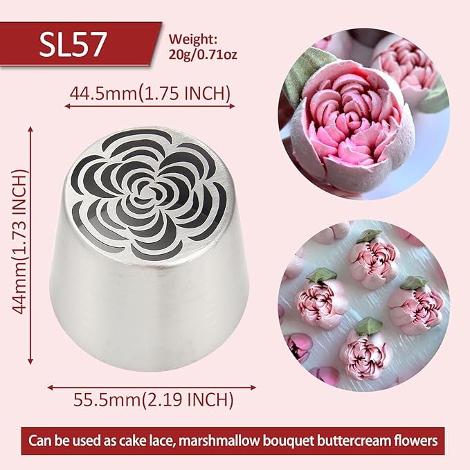 Extra Large Russian Piping Tips for Marshmallows Stainless Steel Flower Frosting Nozzles many styles Cake Decorating Baking tool for Buttercream, Cupcakes Cookies(SL57)