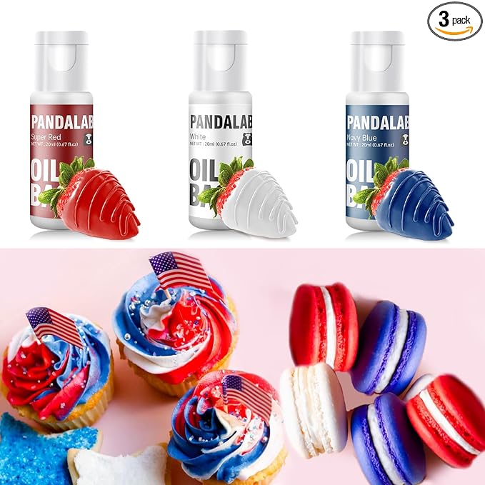Oil Based Food Coloring for Chocolate - Super Red Navy White Edible Baking Food Dye for Chocolate, Candy Melts, Cakepops, Cakesicles, Fondant, Butter, Meringues, Donuts - 0.67 Fl.Oz Bottles