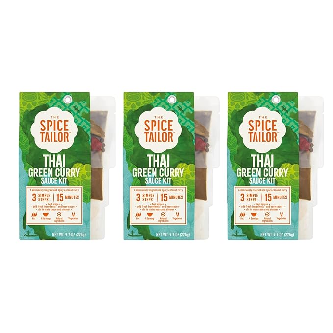 Spice Tailor 3 Simple Steps Restaurant Quality Meals in Minutes Kits Ready in 10 Minutes (3 Pack, Thai Green Curry)