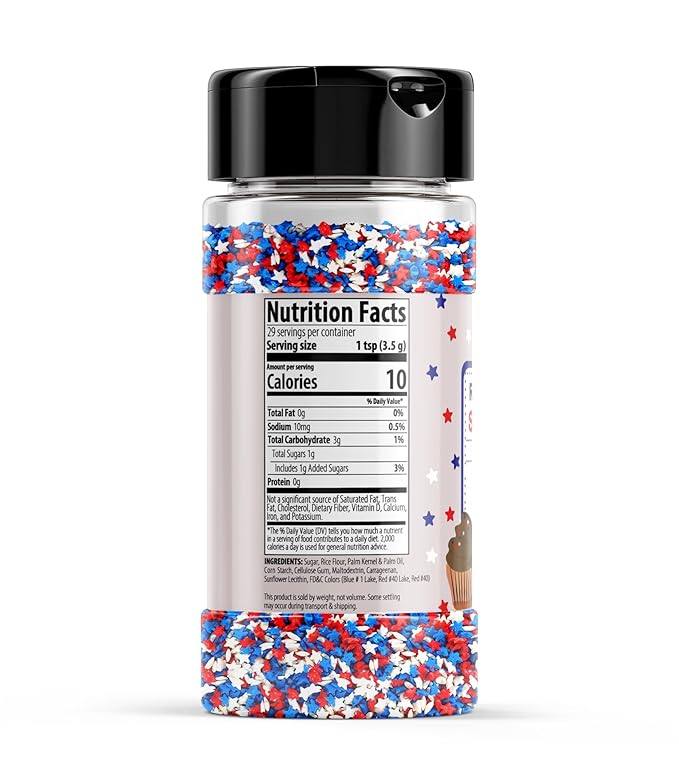 Unpretentious Red, White, and Blue Star Sprinkles, Patriotic Stars, Decorative Dessert Topping (Red, White, and Blue)