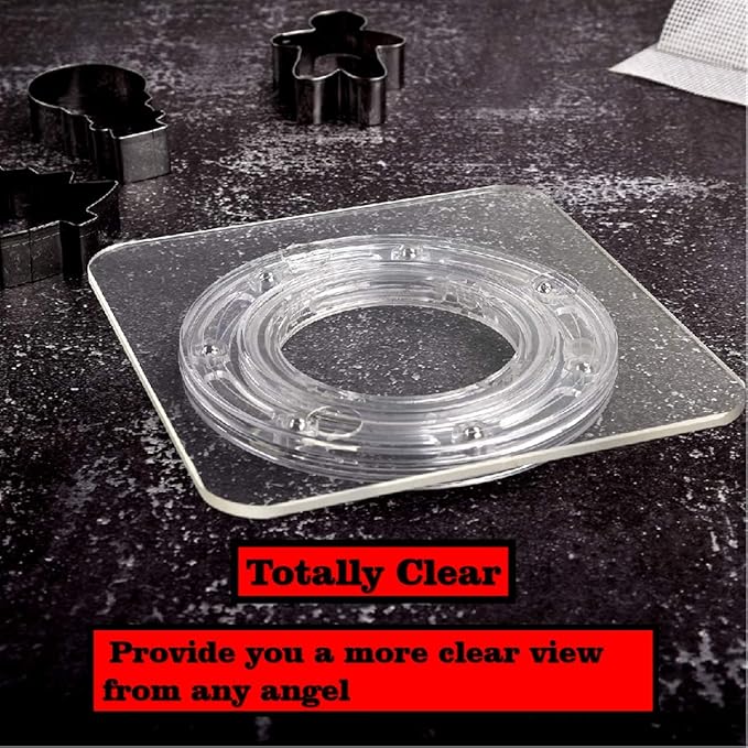 SANGLE SOPFFY 7-Inch Square Acrylic Cookie Turntable with Non-Slip Mat | Cake & Cupcake Decorating Rotary Stand | Smooth Bearing Lazy Susan for Cake Icing, Dessert Display