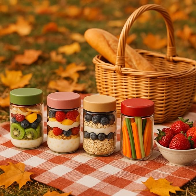 12-Pack 16oz Glass Jars with Lids, Airtight Overnight Oats Containers, Salad& Yogurt Storage, Mason Jars for Snacks, Spices, Meal Prep – Reusable