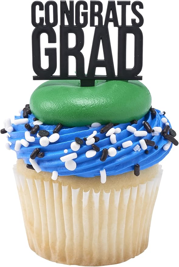 DecoPac Graduation Fusion Mix Candy Sprinkles, 26oz, Fancy Sprinkles in Handheld Container, Edible Black And White Sprinkles For Celebration Cakes, Cupcakes, Cookies and Donuts