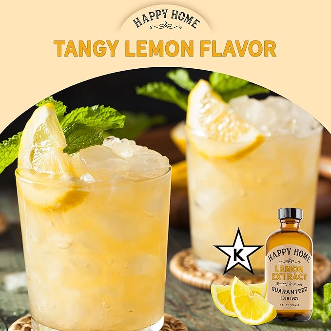 Happy Home Pure Lemon Extract- Certified Kosher, 4 oz.