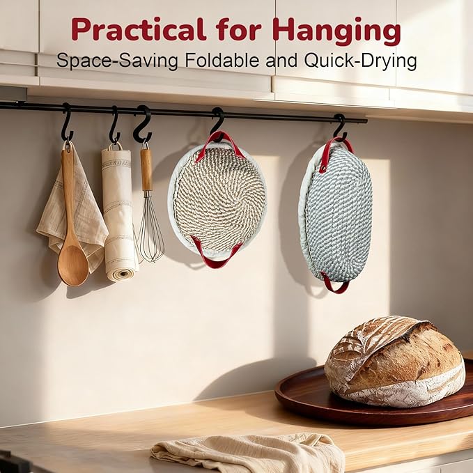 Banneton Bread Proofing Basket Set, Round & Oval Sourdough Proofing Baskets with Liners, Covers & Silicone Bread Mats, Sourdough banneton basket for Sourdough Baking Supplies
