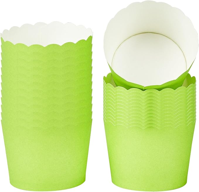 Panificio 3 Ounce Cupcake Wrappers, 200 Scalloped Baking Cups - Oven-Ready, Greaseproof, Green Paper Cupcake Liners, Disposable, For Birthdays, Baby Showers, Or Weddings - Restaurantware
