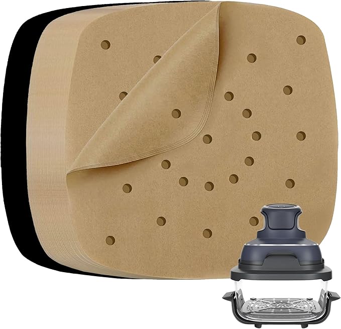Air Fryer Unbleached Parchment Paper for Ninja Crispi Portable Cooking System, 4QT and 6 Cup Container, Airfryer Accessories and Liners, Non-Stick, Non Toxic, BPA-free and PFOA-free