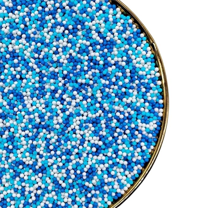 Sprinkles,Blue Edible Pearl Sprinkles for Cake Decorations, Baking, Ice Cream, Cookies, Cupcake Topper Edible Pearls Sprinkles - 2mm Matte White Sugar Pearls for Cake Decorating 130g/4.6oz 1 Bottle (2mm blue light blue)