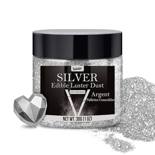 Edible Glitter - 30g / 1oz Luster Dust Edible Glimmer Powder for Sparkling Drinks, Foods, Wine, Cake - Food Grade Shimmer Dust Powder for Baking, Beverage, Cookies Decoration