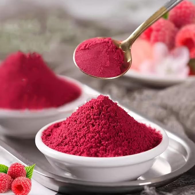 Raspberry powder 6.35oz. Frozen dried fruit powder, used for baking, beverages, smoothies and yogurt