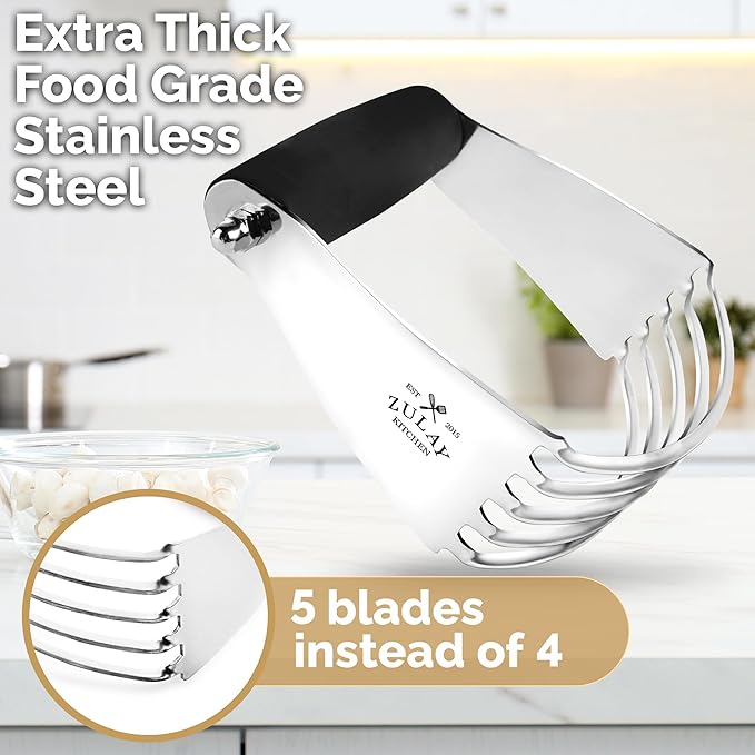 Zulay Kitchen Dough Blender Top Professional - Stainless Steel Pastry Cutter, Heavy Duty Dough Cutter With Blades, Pastry Blender And Butter Cutter - Pastry Cutter For Baking (Black)