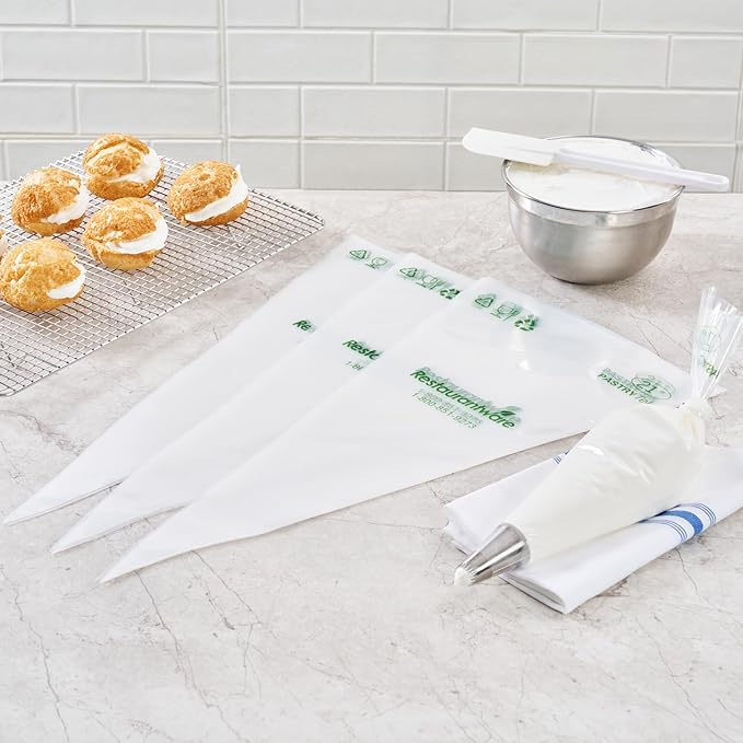 Restaurantware Pastry Tek 21 Inch Piping Bags 100 For Icing Pastry Bags - Disposable Food Grade Clear Plastic Decorating Bags Non Slip For Frosting Cupcakes Cakes And Pies