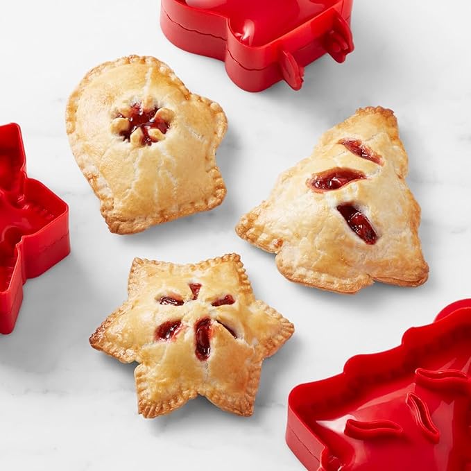 3-Piece Silicone Dough Presser Pocket Pie Molds, Variety Pack: Apple, Pumpkin, Acorn (Christmas Themed)