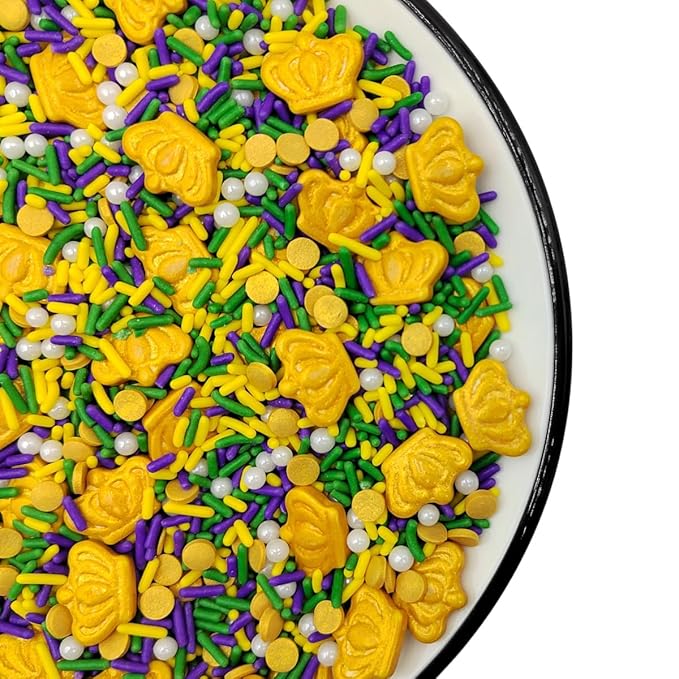 Mardi Gras Sprinkles Edible Purple, Green and Gold Sprinkles Mix for Mardi Gras King Cake Cookies Cupcake Decoration