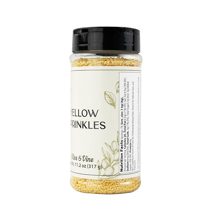Olive & Vine Yellow Soft Sprinkles, Subtle Sweetness, For Baking & Desserts, Rich Tradition, Authentic Taste, For Global Recipes (11.2 Ounce)