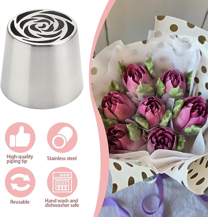Extra Large Russian Piping Tips for Marshmallows Stainless Steel Flower Frosting Nozzles many styles Cake Decorating Baking tool for Buttercream, Cupcakes Cookies(SL42)