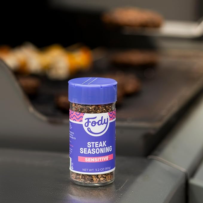 Fody Foods Steak Seasoning, 3.2 Oz, Garlic and Onion Free, Low FODMAP Certified, Gut & IBS Friendly, Vegan, Non-GMO, Gluten Free, Keto Friendly, Great for Grilling