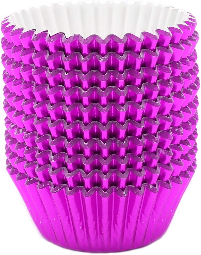 Standard Hot Pink Foil Cupcake Liners Muffin Baking Cups for Party and More, 200-Count