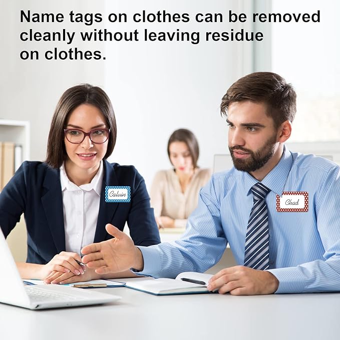 Batrical 3.5"x2.25" Colorful Name Tags 200pc 5 Colors Name Tag Stickers for Office, School, Classroom, Kitchen, Refrigerator