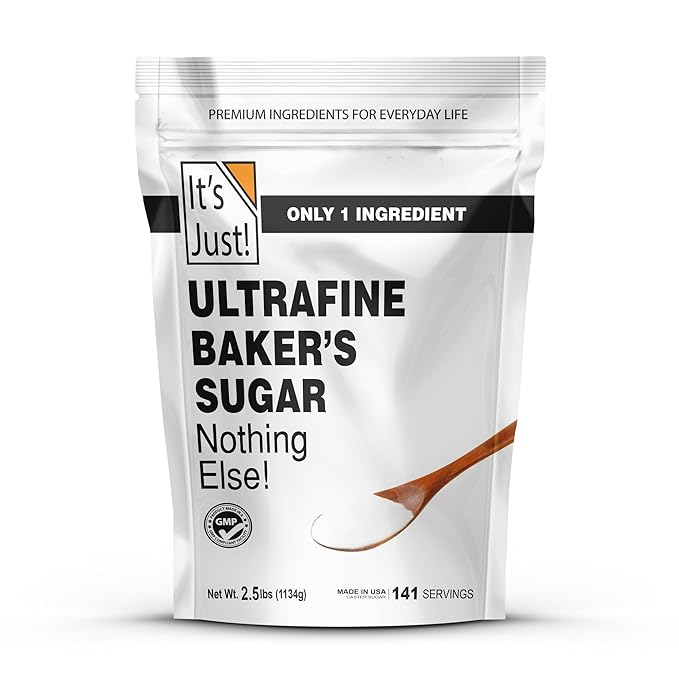 It's Just - Ultrafine Baker's (Caster) Sugar, 2.5lbs, 100% Pure Cane Sugar, Made in USA