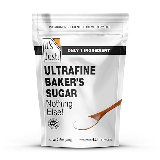 It's Just - Ultrafine Baker's (Caster) Sugar, 2.5lbs, 100% Pure Cane Sugar, Made in USA