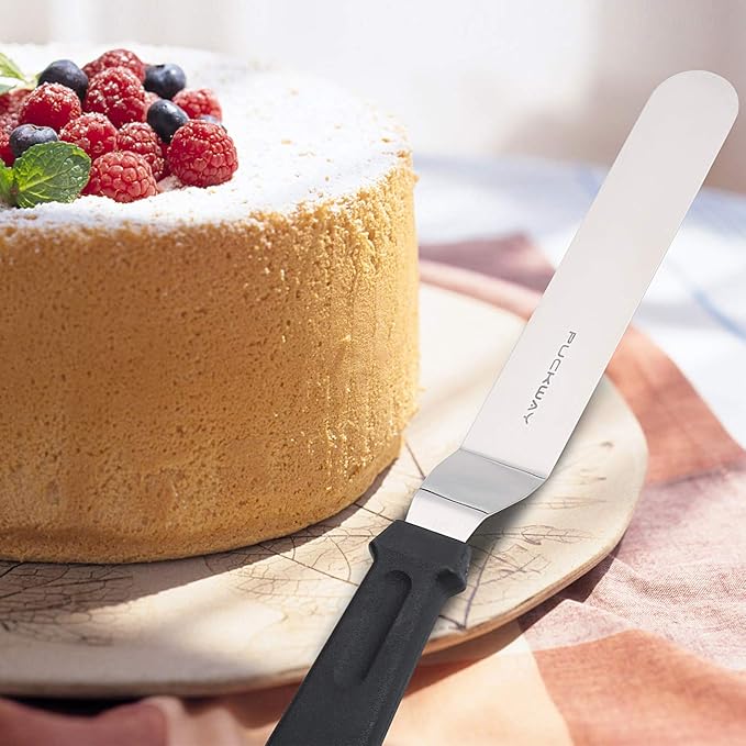 Offset Frosting Cake Knife set of 3 Black 6 8 & 10 Inch Angled Icing Spatula for Decorating