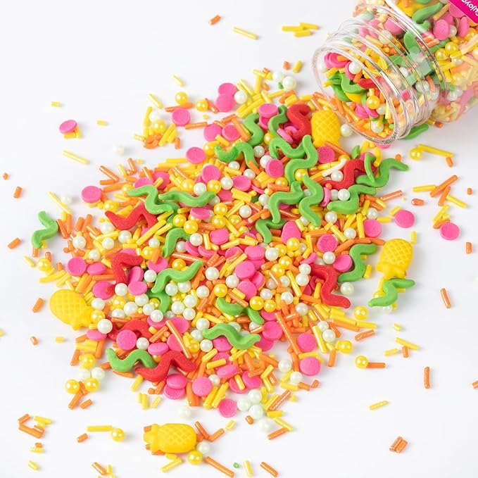 Summer Sprinkles Mix | Sprinkles for Cake Decorating | Watermelon Pineapple | Cupcake Toppers | Ice Cream | Cookie | Fancy Candy | Tropical Fruit | 3.52oz