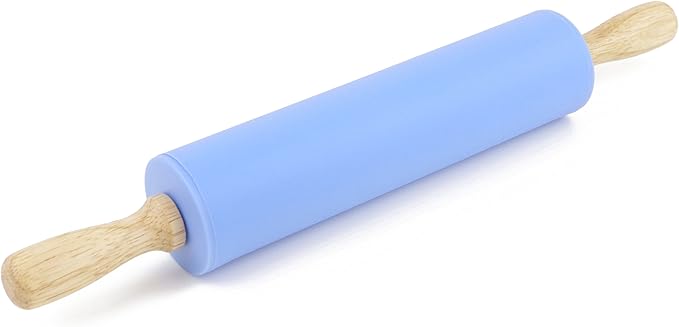Silicone Rolling Pin for Baking Non-stick Rolling Pin Dough Roller Wooden Handle Kitchen Accessories Pastry Roller