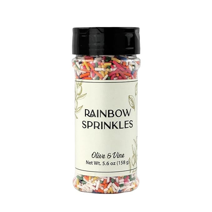 Olive & Vine Rainbow Sprinkles, Sweet & Colorful, For Baking & Desserts, Rich Tradition, Authentic Taste, For Global Recipes (5.6 Ounce)