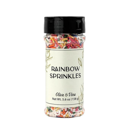 Olive & Vine Rainbow Sprinkles, Sweet & Colorful, For Baking & Desserts, Rich Tradition, Authentic Taste, For Global Recipes (5.6 Ounce)